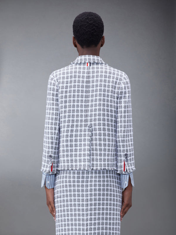 CHECK SUMMER TWEED FRAY CROPPED SACK SPORT COAT - image 2