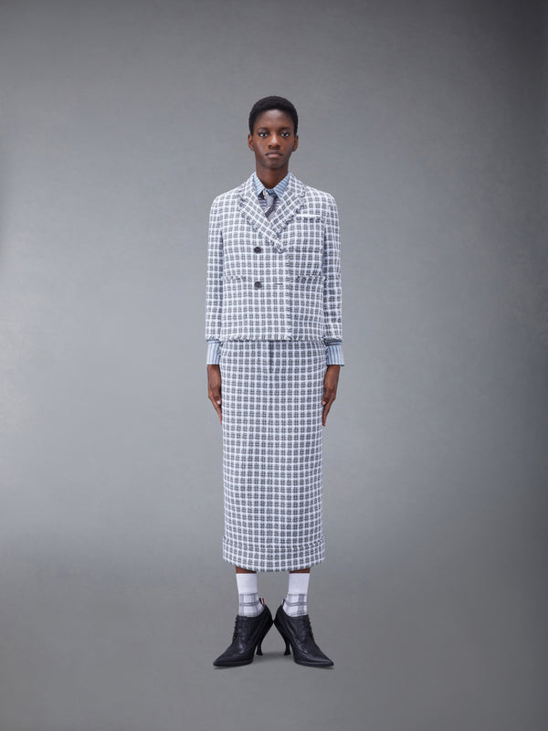 CHECK SUMMER TWEED FRAY CROPPED SACK SPORT COAT - image 3