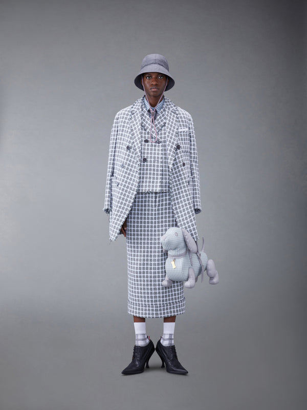 CHECK SUMMER TWEED FRAY CROPPED SACK SPORT COAT - image 4