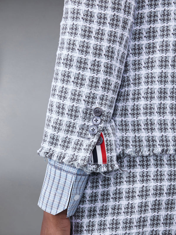 CHECK SUMMER TWEED FRAY CROPPED SACK SPORT COAT - image 6