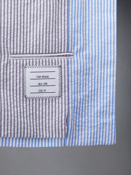 SEERSUCKER BOX PLEAT CARDIGAN JACKET BLUE