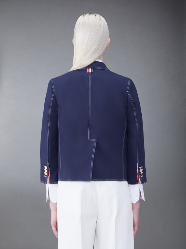 COTTON CANVAS CROPPED PATCH POCKET SACK JACKET
