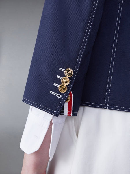 COTTON CANVAS CROPPED PATCH POCKET SACK JACKET NAVY