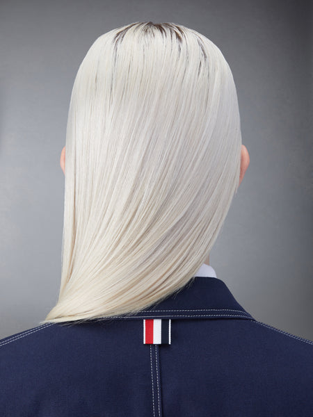 COTTON CANVAS CROPPED PATCH POCKET SACK JACKET NAVY