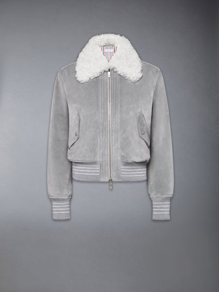 SHEARLING & SUEDE CROPPED FLIGHT JACKET