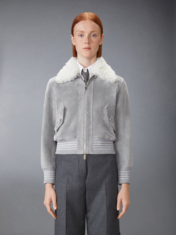 SHEARLING & SUEDE CROPPED FLIGHT JACKET - image 1