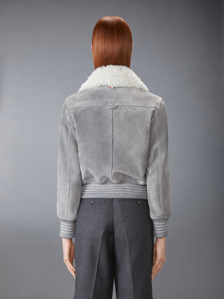 SHEARLING & SUEDE CROPPED FLIGHT JACKET