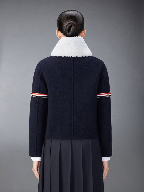 WOOL CASHMERE ARMBAND BELL SLEEVE JACKET WITH SHEARLING COLLAR - image 3