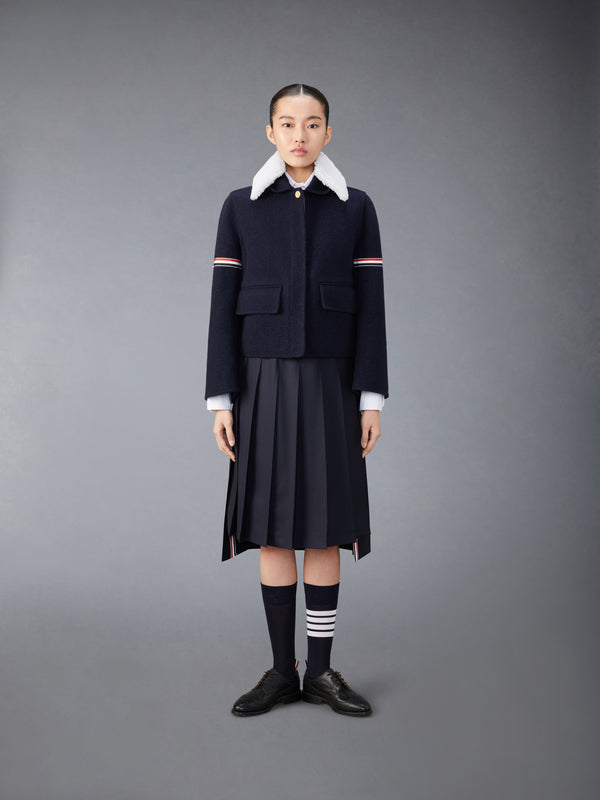 WOOL CASHMERE ARMBAND BELL SLEEVE JACKET WITH SHEARLING COLLAR - image 5