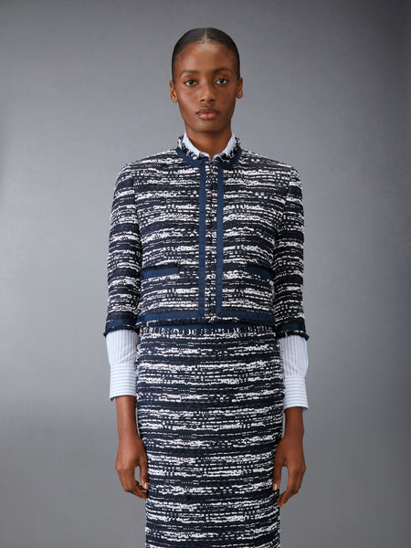 メランゲ　チュール　ツイード　ドロップバック　カーディガン　ジャケット ネイビー