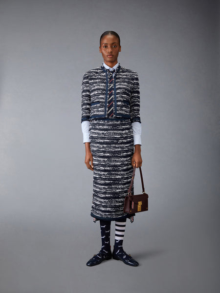 メランゲ　チュール　ツイード　ドロップバック　カーディガン　ジャケット ネイビー