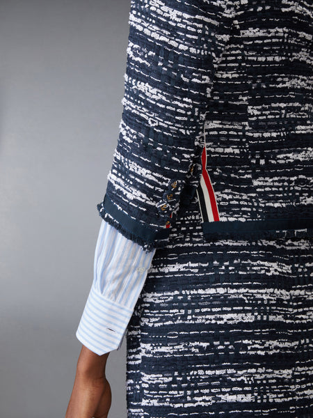 メランゲ　チュール　ツイード　ドロップバック　カーディガン　ジャケット ネイビー