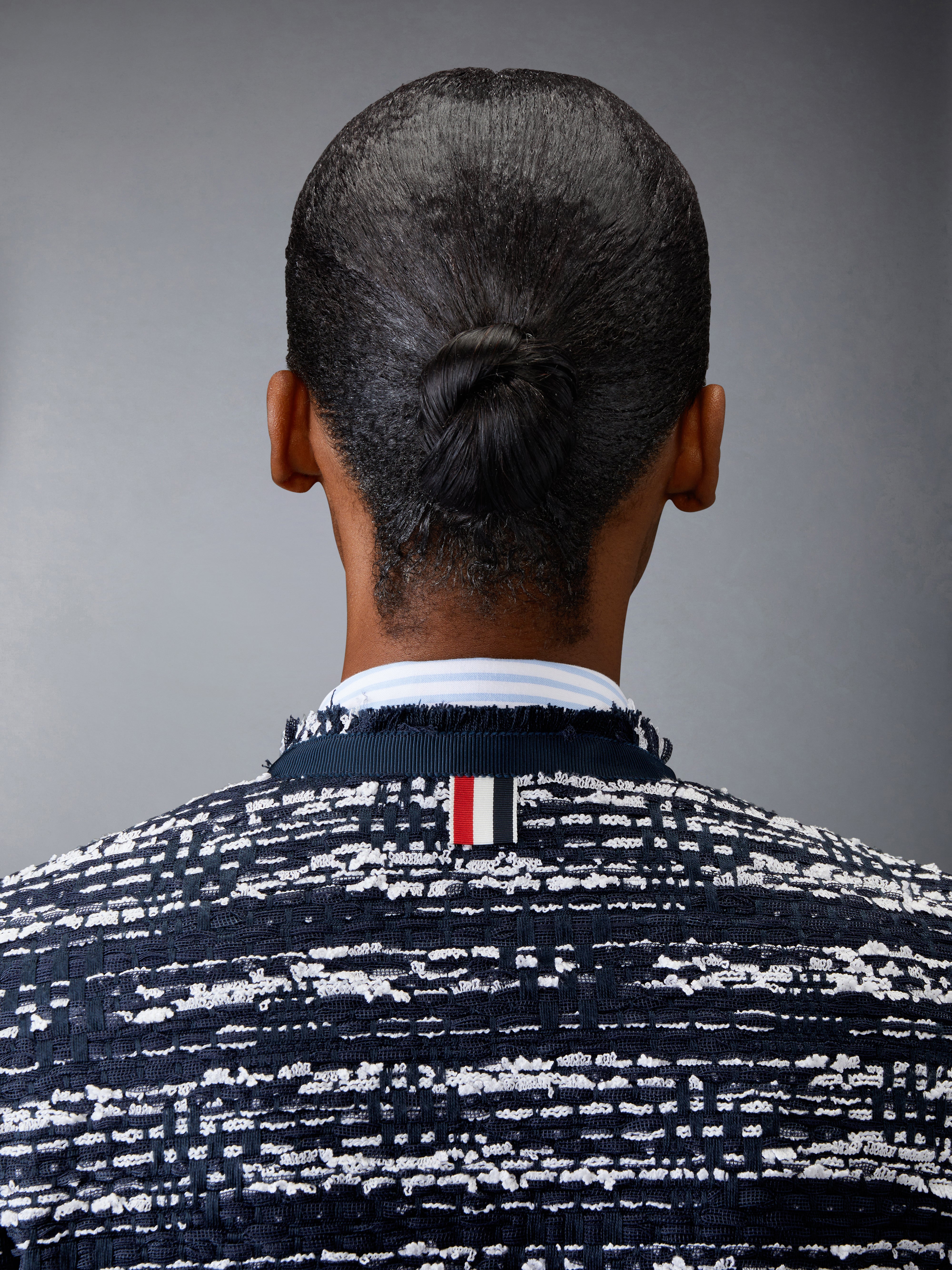Melange Tulle Yarn Tweed Drop Back Cardigan Jacket | Thom Browne