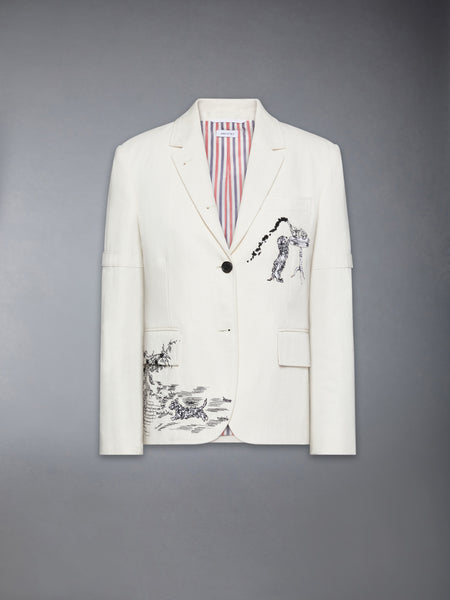 SOLID CANVAS UNCONSTRUCTED RELAXED FIT SPORTCOAT OFF WHITE