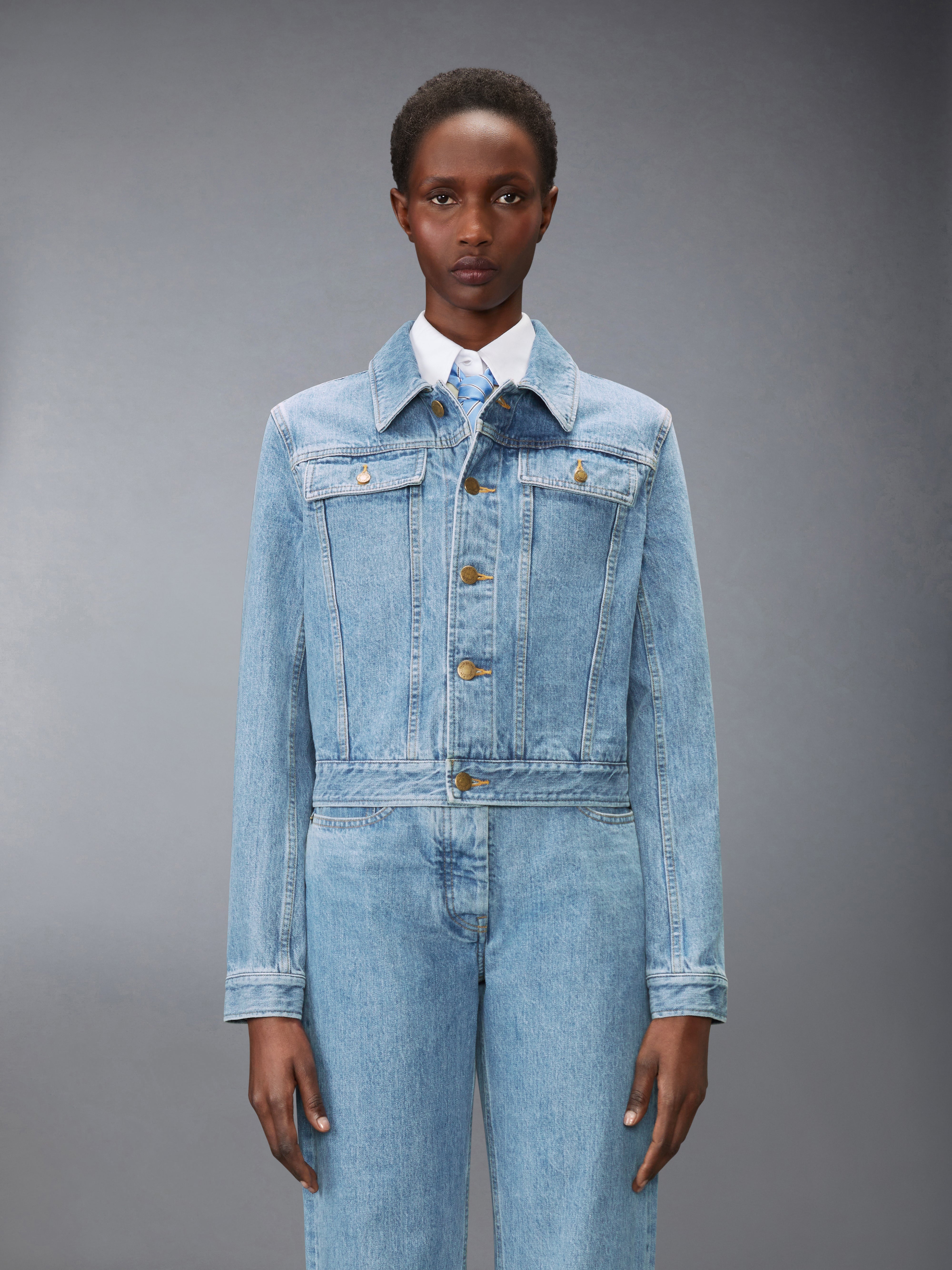 Shrunken Selvedge Denim Jacket | Thom Browne