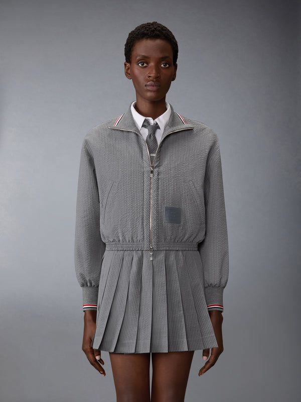 WOOL SEERSUCKER ZIP UP TRACK JACKET - image 1