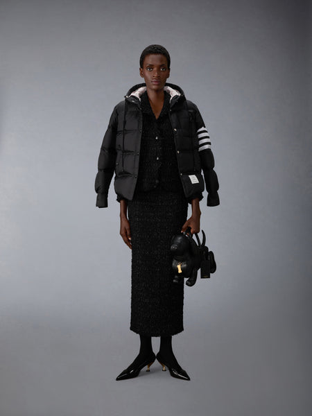 FRAYED SATIN RIBBON TWEED SPORTCOAT BLACK