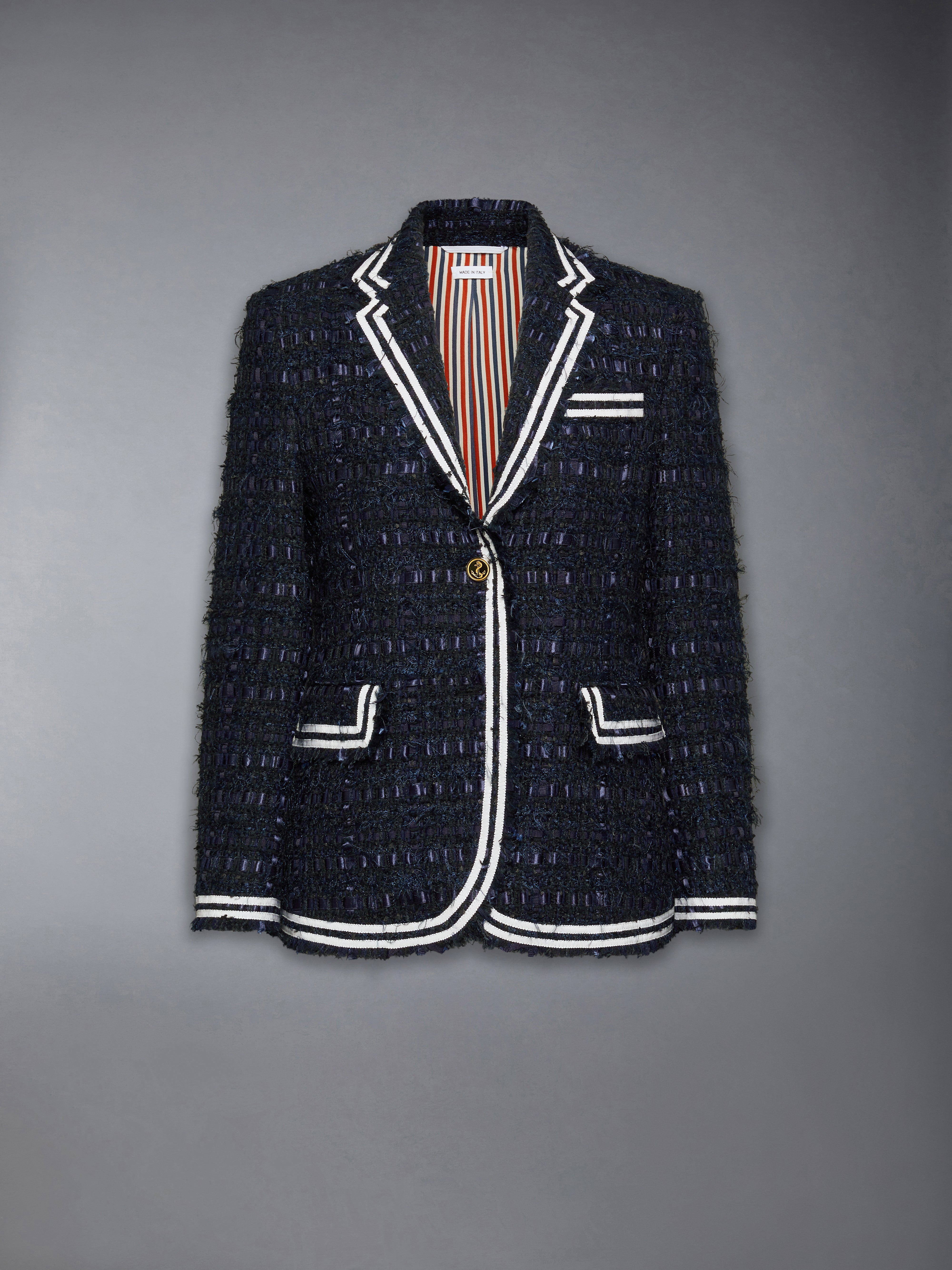Satin Ribbon Tweed Unconstructed Sportcoat | Thom Browne