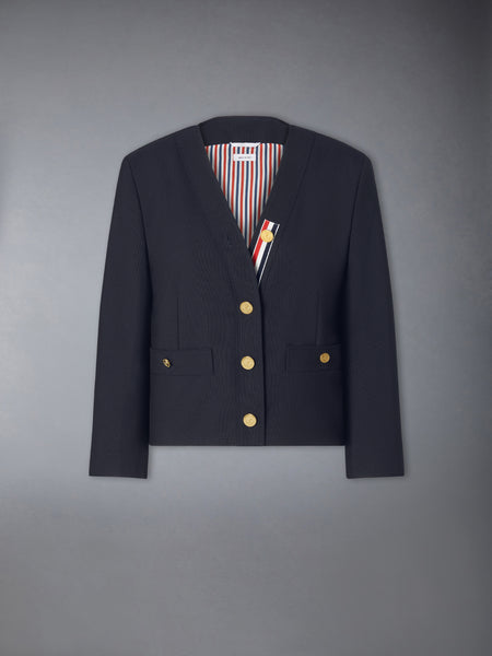 HOPSACK SUITING CARDIGAN JACKET NAVY