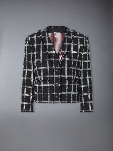 WINDOWPANE HOUNDSTOOTH TWEED CARDIGAN JACKET BLACK