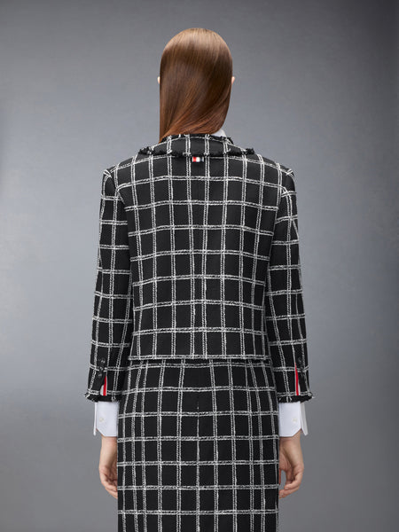 WINDOWPANE HOUNDSTOOTH TWEED CARDIGAN JACKET BLACK