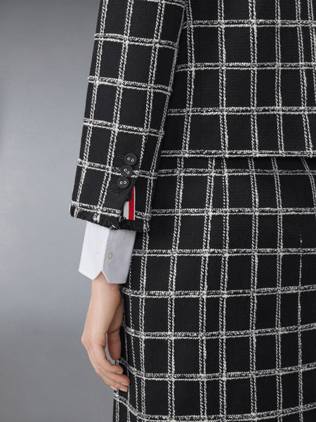 WINDOWPANE HOUNDSTOOTH TWEED CARDIGAN JACKET BLACK