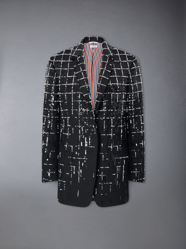 WINDOWPANE SEQUIN PEARL DEGRADE ELONGATED SPORTCOAT - featured image