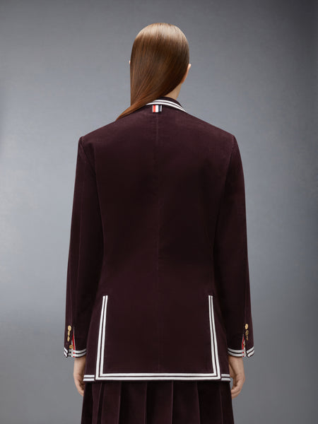 CORDUROY SPORTCOAT WITH GROSGRAIN FRAMING BURGUNDY