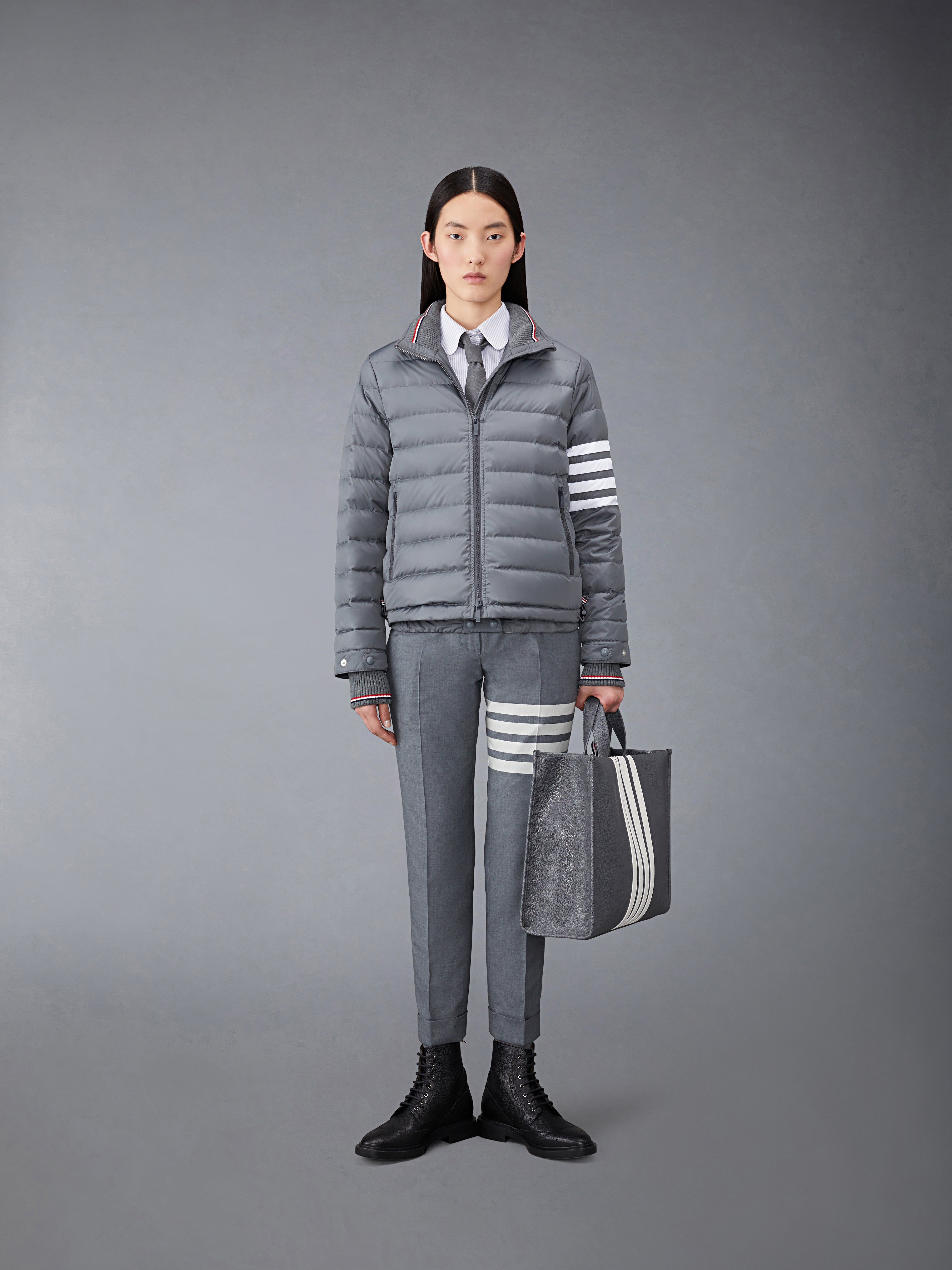 Downfilled Quilted Hooded Zip Front Jacket W/ Armband In