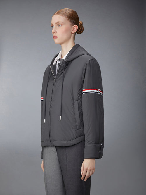Ultra Light Nylon Tech Down Fill Armband Hood Shirt Hem Jacket 