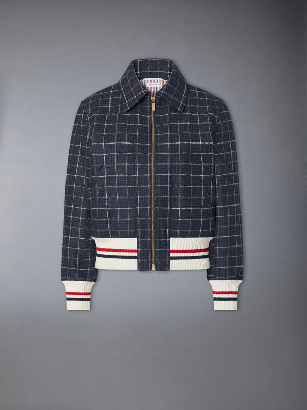 WINDOWPANE HOUNDSTOOTH TEVIOT TWEED CROPPED FLIGHT JACKET - featured image