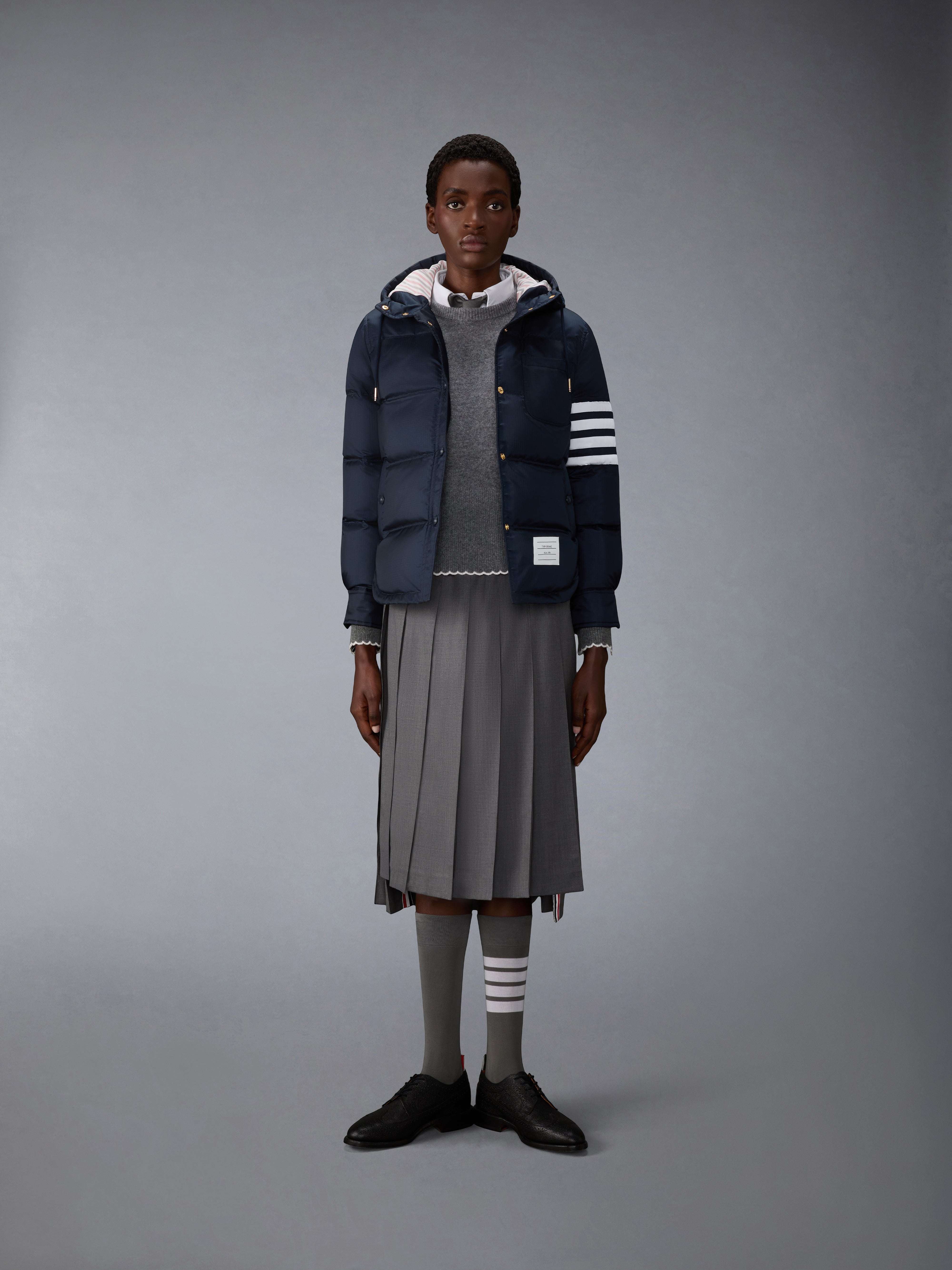 Shiny Ripstop Lightweight Down Filled 4-Bar Jacket | Thom Browne