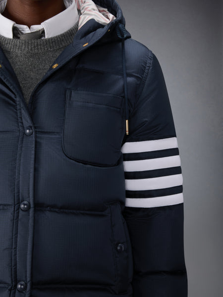 SHINY RIPSTOP LIGHTWEIGHT DOWN FILLED 4-BAR JACKET NAVY