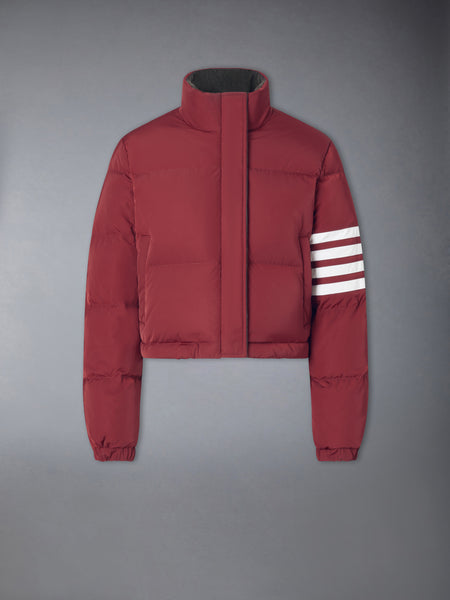 CORDUROY LOBSTER STITCH REVERSIBLE CROPPED DOWN JACKET MED GREY