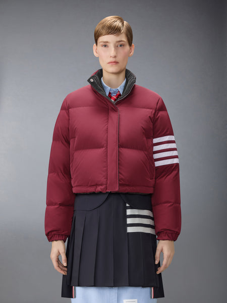 CORDUROY LOBSTER STITCH REVERSIBLE CROPPED DOWN JACKET MED GREY