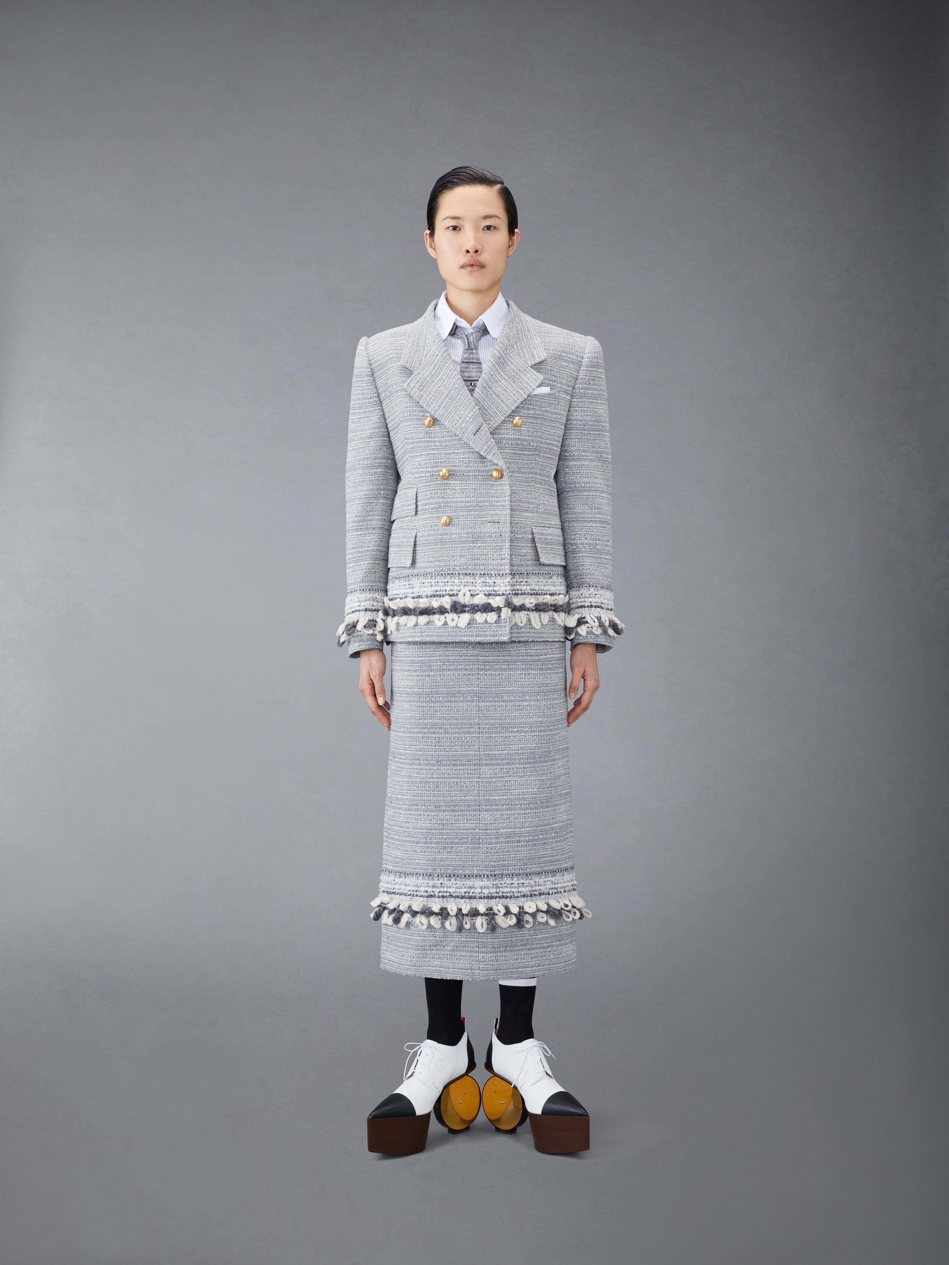 Tweed Oversized Double Breasted Sport Coat | Thom Browne