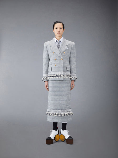 TWEED OVERSIZED DOUBLE BREASTED SPORT COAT LT GREY