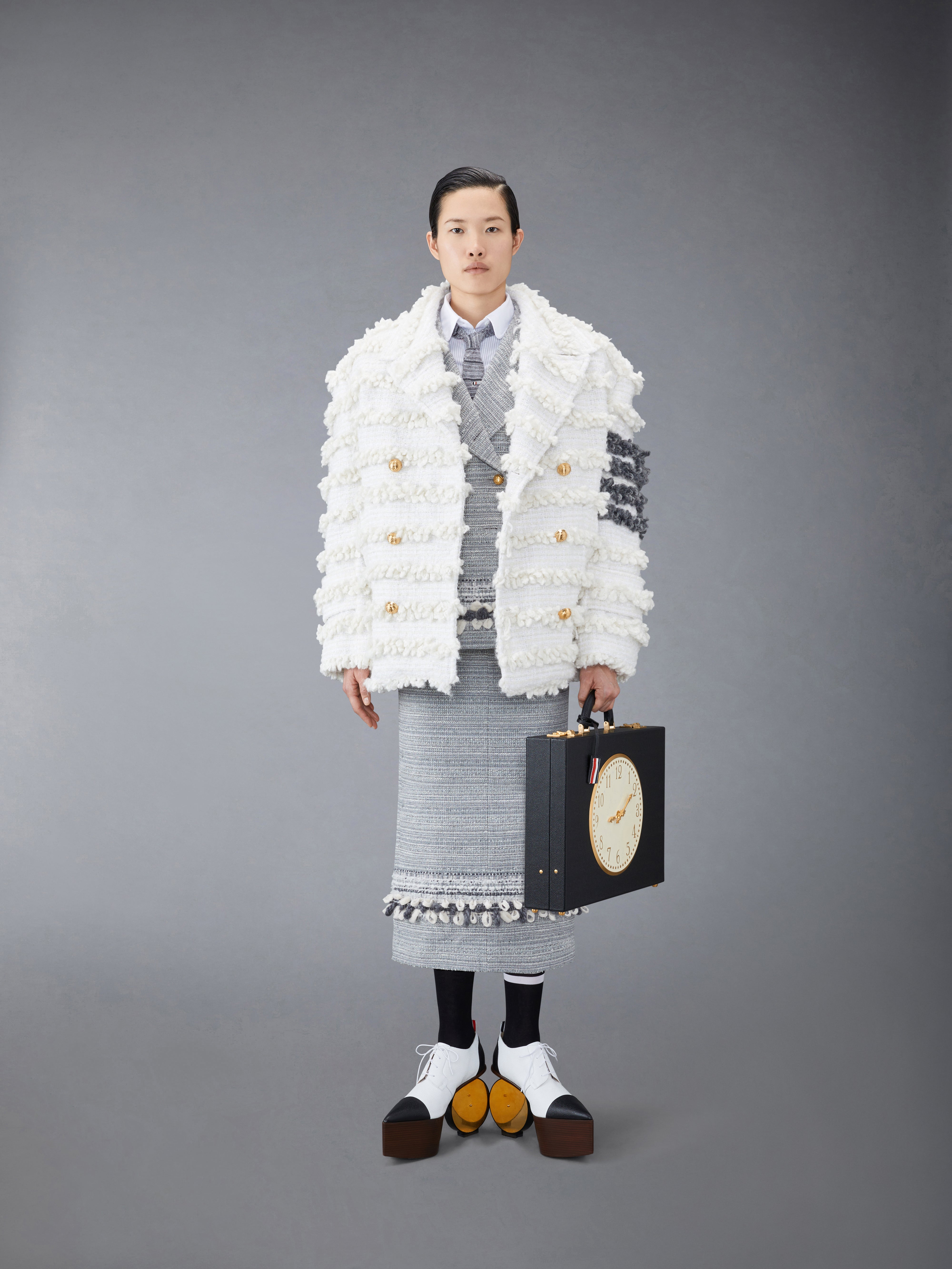 Tweed Oversized Double Breasted Sport Coat | Thom Browne