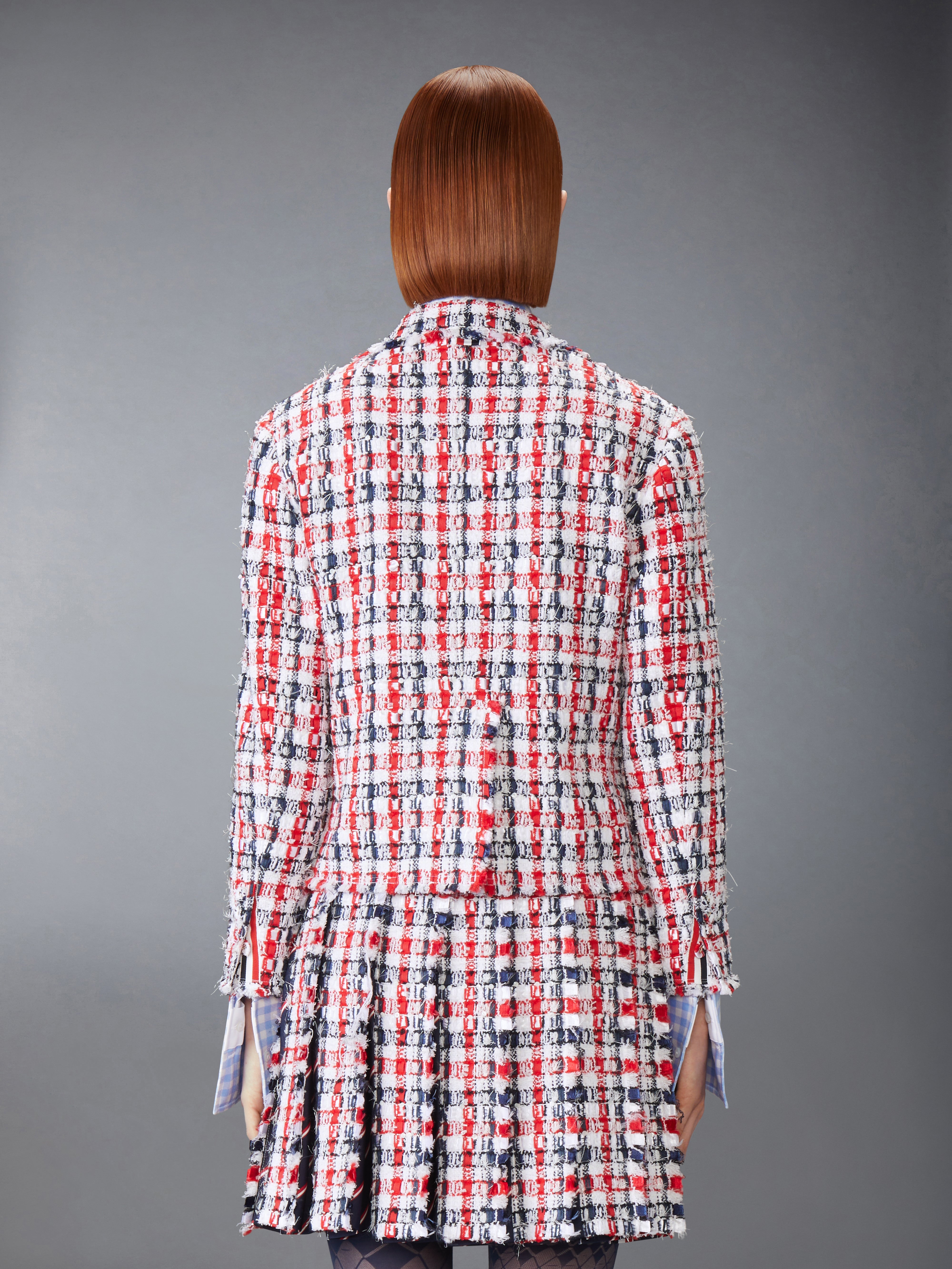 Gingham Satin Ribbon Tweed Sportcoat | Thom Browne