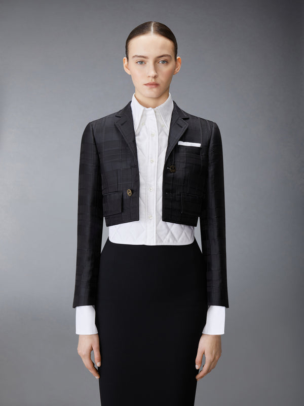 HUNTING TARTAN 3D WINDOWPANE JACQUARD CROPPED HIGH BREAK SPORT COAT WITH QUILTED OXFORD SHIRT - image 1