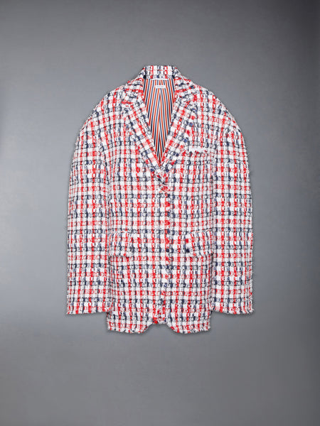 GINGHAM SATIN RIBBON TWEED COCOON SPORTCOAT
