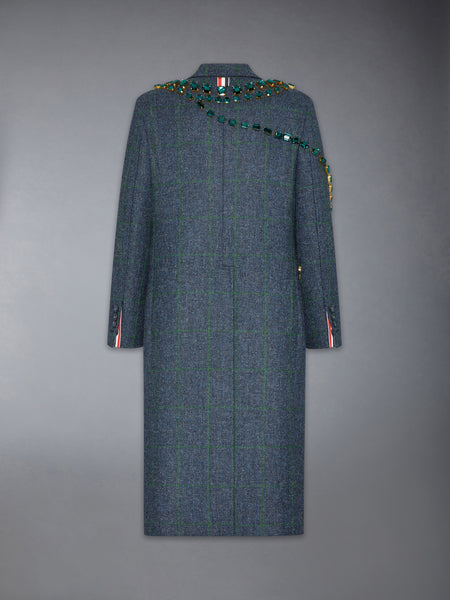 WINDOWPANE HUNTING TWEED TROMPE L'OEIL JACKET WITH SWAROVSKI CRYSTAL