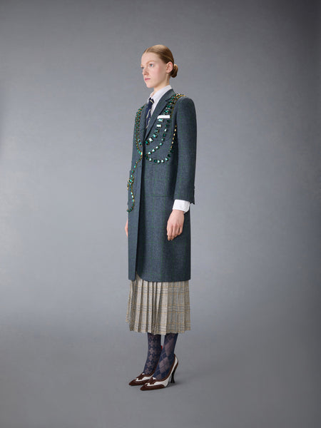 WINDOWPANE HUNTING TWEED TROMPE L'OEIL JACKET WITH SWAROVSKI CRYSTAL