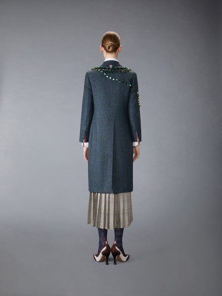 WINDOWPANE HUNTING TWEED TROMPE L'OEIL JACKET WITH SWAROVSKI CRYSTAL
