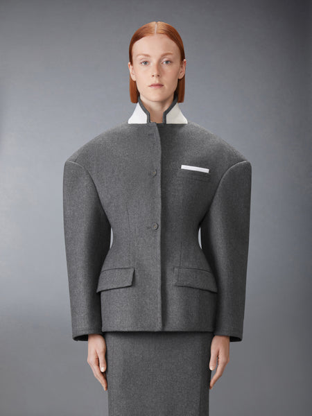 SOLID WOOL FLANNEL COCOON SPORTCOAT