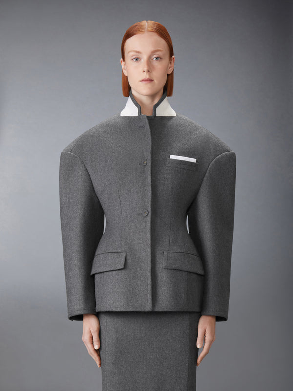 SOLID WOOL FLANNEL COCOON SPORTCOAT - image 1