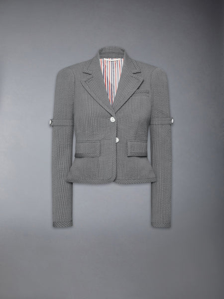 WOOL SEERSUCKER CROPPED JACKET LT GREY