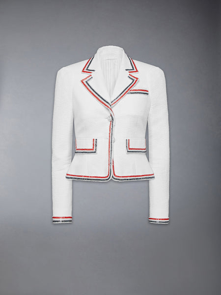 SOLID SEERSUCKER CROPPED JACKET WHITE
