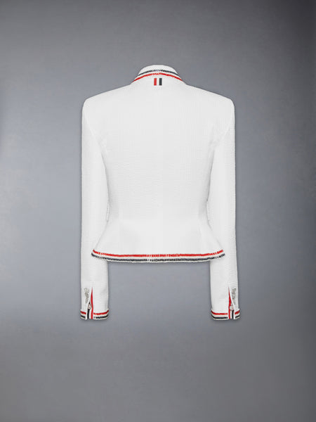 SOLID SEERSUCKER CROPPED JACKET WHITE