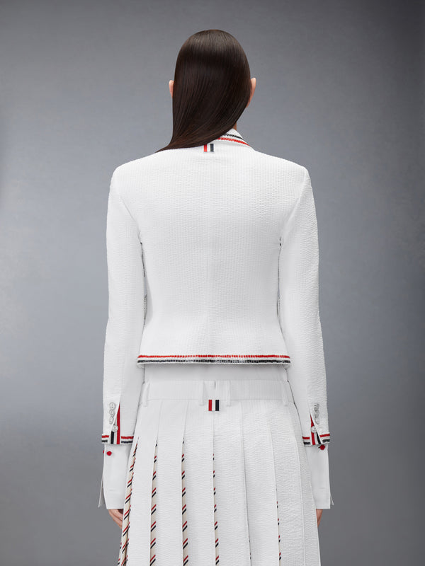 SOLID SEERSUCKER CROPPED JACKET - image 2